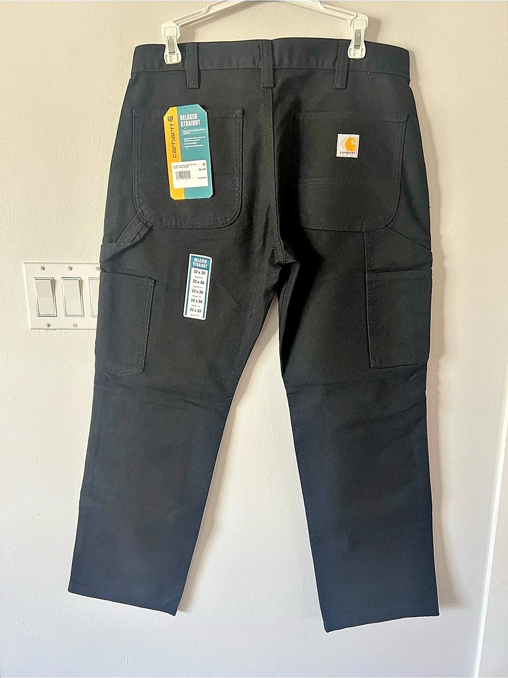 NEW Carhartt Black Relaxed Straight Rugged Flex Duck Double Front Dungaree Pants